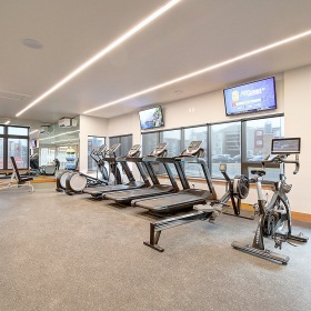 Fitness Center Fitness center with free weights, treadmills and ellipticals.